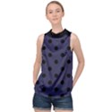 Large Black Polka Dots On Astral Aura - High Neck Satin Top View1