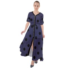 Large Black Polka Dots On Astral Aura - Waist Tie Boho Maxi Dress by FashionLane