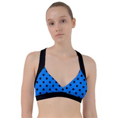 Large Black Polka Dots On Azure Blue - Sweetheart Sports Bra by FashionLane