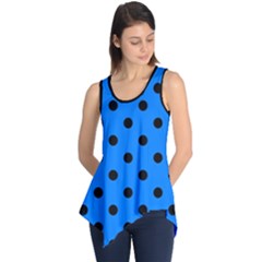 Large Black Polka Dots On Azure Blue - Sleeveless Tunic by FashionLane