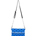 Large Black Polka Dots On Azure Blue - Mini Crossbody Handbag View1