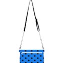 Large Black Polka Dots On Azure Blue - Mini Crossbody Handbag View2