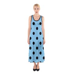 Large Black Polka Dots On Baby Blue - Sleeveless Maxi Dress by FashionLane