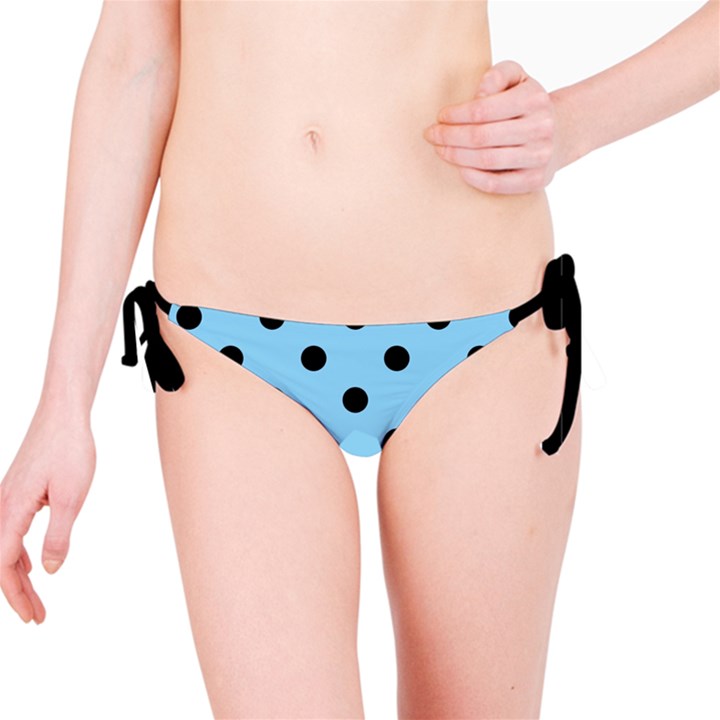 Large Black Polka Dots On Baby Blue - Bikini Bottom