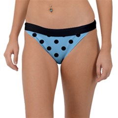 Large Black Polka Dots On Baby Blue - Band Bikini Bottom by FashionLane