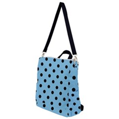 Large Black Polka Dots On Baby Blue - Crossbody Backpack by FashionLane