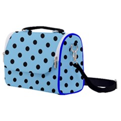 Large Black Polka Dots On Baby Blue - Satchel Shoulder Bag by FashionLane