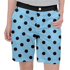 Large Black Polka Dots On Baby Blue - Pocket Shorts by FashionLane