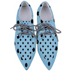 Large Black Polka Dots On Baby Blue - Pointed Oxford Shoes by FashionLane