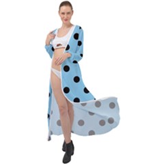 Large Black Polka Dots On Baby Blue - Maxi Chiffon Beach Wrap by FashionLane