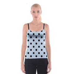 Large Black Polka Dots On Beau Blue - Spaghetti Strap Top by FashionLane