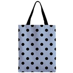 Large Black Polka Dots On Beau Blue - Zipper Classic Tote Bag by FashionLane