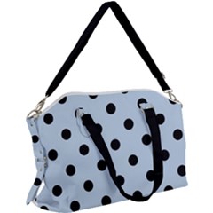 Large Black Polka Dots On Beau Blue - Canvas Crossbody Bag by FashionLane