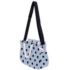 Large Black Polka Dots On Beau Blue - Rope Handles Shoulder Strap Bag by FashionLane