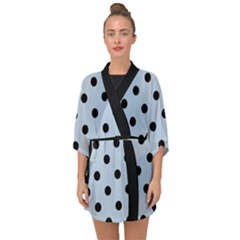 Large Black Polka Dots On Beau Blue - Half Sleeve Chiffon Kimono by FashionLane