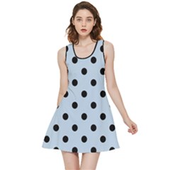 Large Black Polka Dots On Beau Blue - Inside Out Reversible Sleeveless Dress by FashionLane