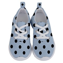 Large Black Polka Dots On Beau Blue - Running Shoes by FashionLane