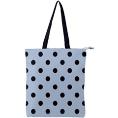 Large Black Polka Dots On Beau Blue - Double Zip Up Tote Bag by FashionLane