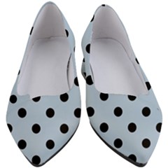 Large Black Polka Dots On Beau Blue - Women s Block Heels  by FashionLane