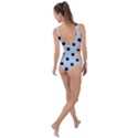 Large Black Polka Dots On Beau Blue - Side Cut Out Swimsuit View2