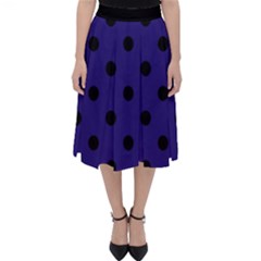 Large Black Polka Dots On Berry Blue - Classic Midi Skirt by FashionLane