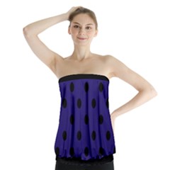 Large Black Polka Dots On Berry Blue - Strapless Top by FashionLane