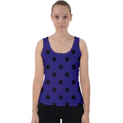 Large Black Polka Dots On Berry Blue - Velvet Tank Top by FashionLane