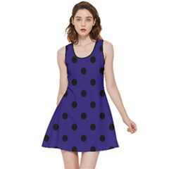 Large Black Polka Dots On Berry Blue - Inside Out Reversible Sleeveless Dress by FashionLane