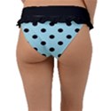 Large Black Polka Dots On Blizzard Blue - Frill Bikini Bottom View2