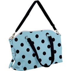 Large Black Polka Dots On Blizzard Blue - Canvas Crossbody Bag by FashionLane