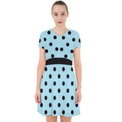 Large Black Polka Dots On Blizzard Blue - Adorable In Chiffon Dress by FashionLane