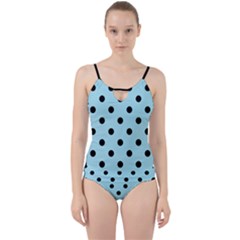 Large Black Polka Dots On Blizzard Blue - Cut Out Top Tankini Set by FashionLane