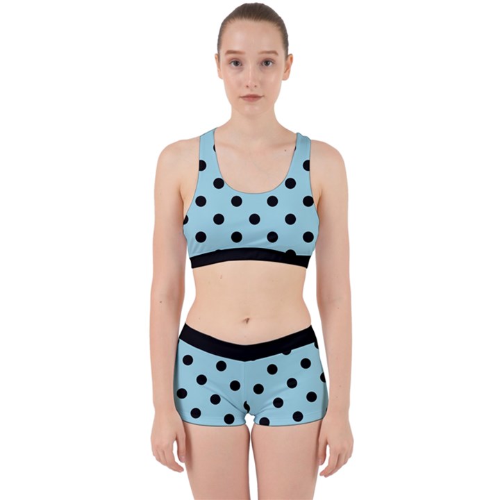 Large Black Polka Dots On Blizzard Blue - Work It Out Gym Set