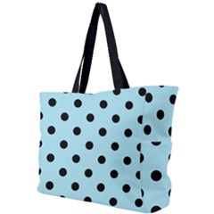 Large Black Polka Dots On Blizzard Blue - Simple Shoulder Bag by FashionLane