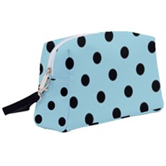 Large Black Polka Dots On Blizzard Blue - Wristlet Pouch Bag (large) by FashionLane