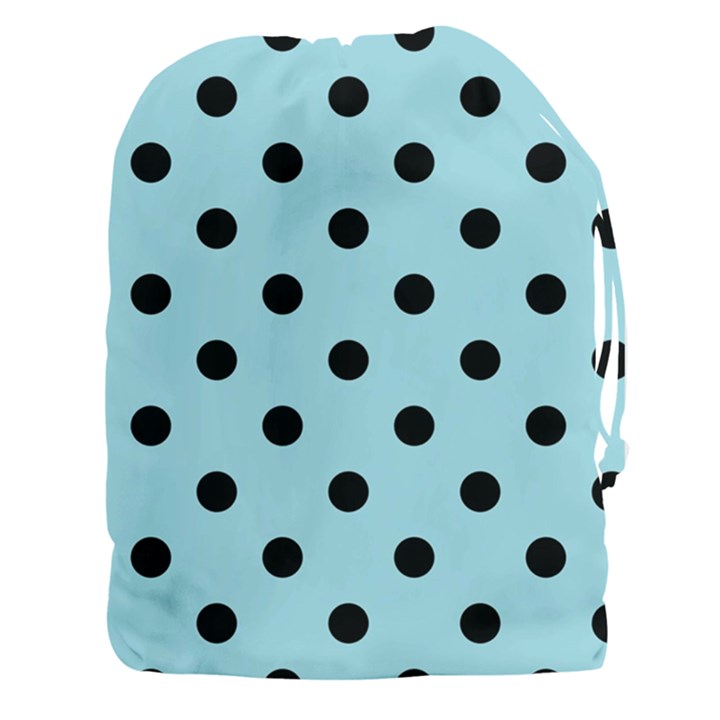 Large Black Polka Dots On Blizzard Blue - Drawstring Pouch (3XL)