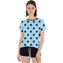 Large Black Polka Dots On Blizzard Blue - Open Back Sport Tee View1