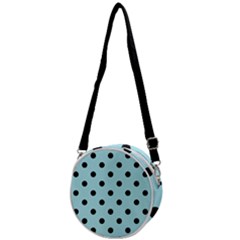 Large Black Polka Dots On Blizzard Blue - Crossbody Circle Bag by FashionLane