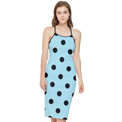 Large Black Polka Dots On Blizzard Blue - Bodycon Cross Back Summer Dress by FashionLane