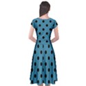 Large Black Polka Dots On Blue Moon - Cap Sleeve Wrap Front Dress View2