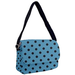 Large Black Polka Dots On Blue Moon - Courier Bag by FashionLane