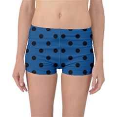 Large Black Polka Dots On Classic Blue - Boyleg Bikini Bottoms by FashionLane