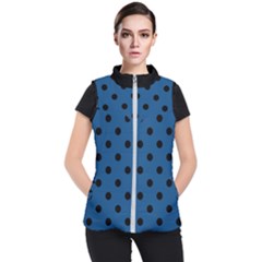 Large Black Polka Dots On Classic Blue - Women s Puffer Vest by FashionLane