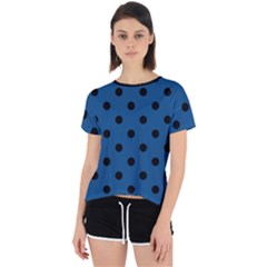 Large Black Polka Dots On Classic Blue - Open Back Sport Tee by FashionLane