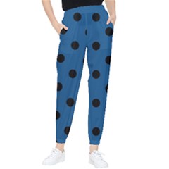 Large Black Polka Dots On Classic Blue - Tapered Pants by FashionLane