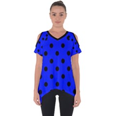 Large Black Polka Dots On Just Blue - Cut Out Side Drop Tee by FashionLane