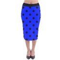 Large Black Polka Dots On Just Blue - Velvet Midi Pencil Skirt View1