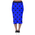 Large Black Polka Dots On Just Blue - Velvet Midi Pencil Skirt View2