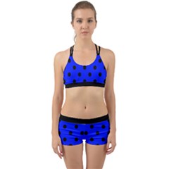 Large Black Polka Dots On Just Blue - Back Web Gym Set by FashionLane