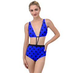 Large Black Polka Dots On Just Blue - Tied Up Two Piece Swimsuit by FashionLane